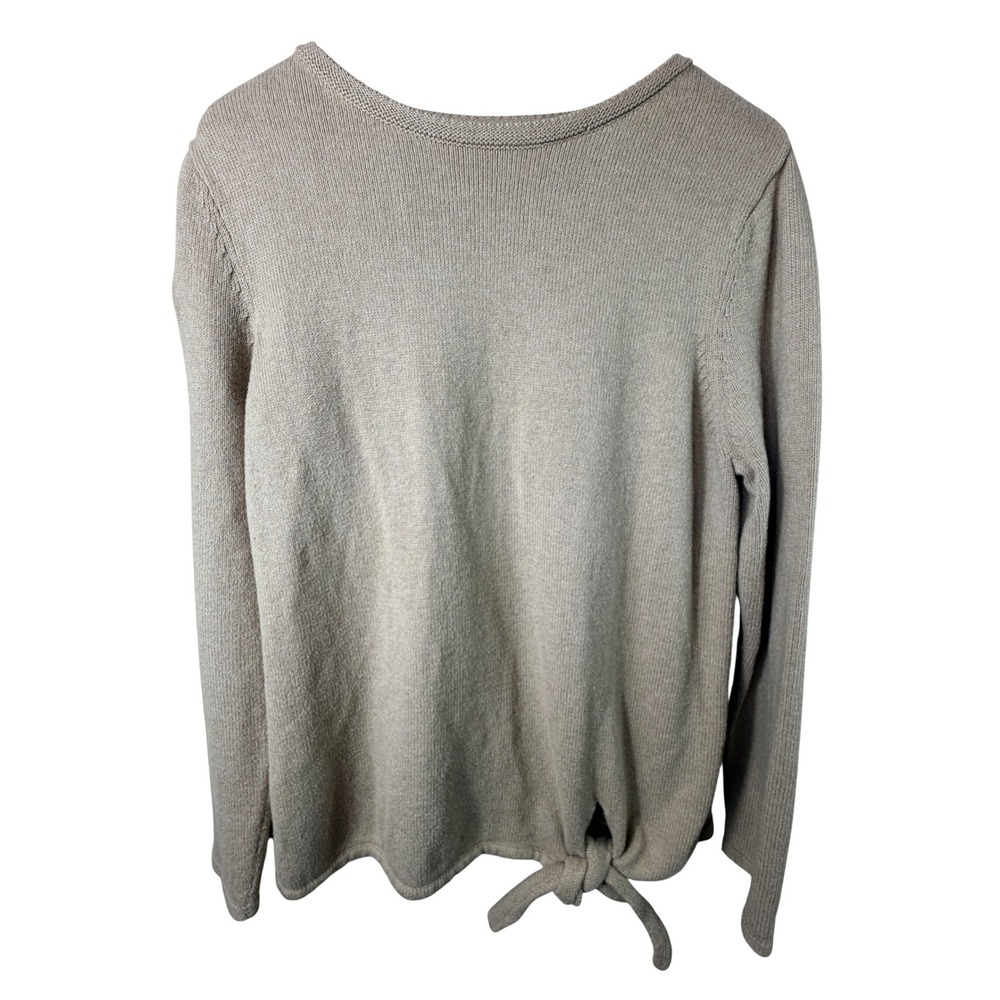 J Jill Pure Women Sweater Tan Large Cotton Wool Side Tie Knot Long Sleeve Top